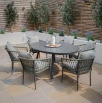 Maze Rope Weave Monaco 6 Seat Oval Dining Set - Ivy Green