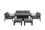 Melbury 3 Seat Sofa Set with Rising Table - Charcoal/Slate Grey Granite