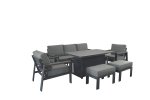 Melbury 3 Seat Sofa Set with Rising Table - Charcoal/Slate Grey Granite