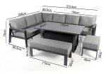 Melbury Rectangle Corner Modular with Rectangular Adjustable Table - Charcoal/Slate Grey Granite