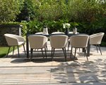 Maze - Outdoor Ambition 8 Seat Rectangle Dining Set With Fire Pit - Oatmeal
