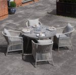 Maze Rope Weave Maldives 4 Seat Round Dining Set - Cool Linen