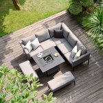Maze - Outdoor Pulse Square Corner Dining Set With Fire Pit -  Flanelle