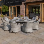 Maze Oxford 8 Seat Round Dining Set With Heritage Chairs & Woven Lazy Susan
