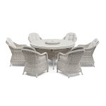 Maze Oxford 6 Seat Round Dining Set With Heritage Chairs & Woven Lazy Susan