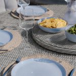 Maze Oxford 6 Seat Round Dining Set With Heritage Chairs & Woven Lazy Susan