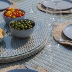 Maze Oxford 6 Seat Oval Dining Set With Heritage Chairs & Woven Lazy Susan