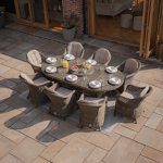 Maze Winchester 8 Seat Oval Dining Set With Heritage Chairs & Woven Lazy Susan