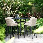 Maze - Outdoor Regal 4 Seat Round Bar Set - Oatmeal