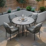Maze Rope Weave Monaco 4 Seat Round Dining Set - Ivy Green