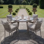 Maze Rope Weave Monaco 4 Seat Round Dining Set - Cool Linen