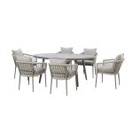Maze Rope Weave Monaco 6 Seat Oval Dining Set - Cool Linen