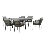 Maze Rope Weave Monaco 6 Seat Oval Dining Set - Ivy Green