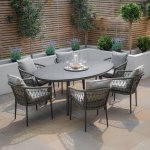 Maze Rope Weave Monaco 6 Seat Oval Dining Set - Ivy Green