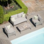Maze Rope Weave Milan 2 Seat Sofa Set - Cool Linen