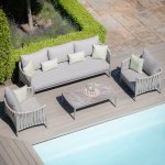 Maze Rope Weave Milan 3 Seat Sofa Set - Cool Linen