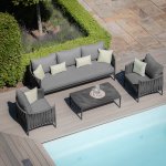 Maze Rope Weave Milan 3 Seat Sofa Set - Charcoal