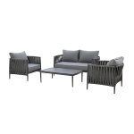 Maze Rope Weave Milan 2 Seat Sofa Set - Charcoal