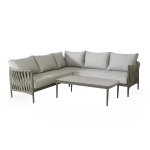 Maze Rope Weave Milan Small Corner Sofa Set - Cool Linen
