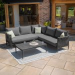 Maze Rope Weave Milan Small Corner Sofa Set - Charcoal