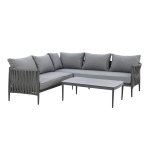 Maze Rope Weave Milan Small Corner Sofa Set - Charcoal