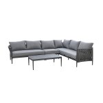 Maze Rope Weave Milan Large Corner Sofa Set - Charcoal