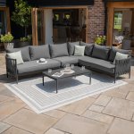 Maze Rope Weave Milan Large Corner Sofa Set - Charcoal