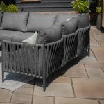 Maze Rope Weave Milan Large Corner Sofa Set - Charcoal
