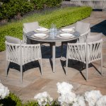 Maze Rope Weave Milan 4 Seat Dining Set - Cool Linen