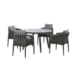 Maze Rope Weave Milan 4 Seat Dining Set - Charcoal