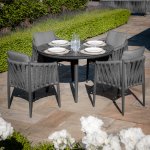 Maze Rope Weave Milan 4 Seat Dining Set - Charcoal