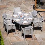 Maze Rope Weave Milan 6 Seat Oval Dining Set - Cool Linen