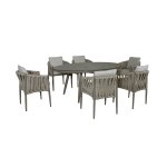 Maze Rope Weave Milan 6 Seat Oval Dining Set - Cool Linen