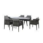 Maze Rope Weave Milan 6 Seat Oval Dining Set - Charcoal