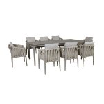 Maze Rope Weave Milan 8 Seat Rectangular Dining Set - Cool Linen
