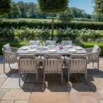 Maze Rope Weave Milan 8 Seat Rectangular Dining Set - Cool Linen