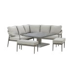 Maze Rope Weave Florence Small Corner Dining Set With Square Rising Table - Cool Linen