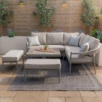 Maze Rope Weave Florence Small Corner Dining Set With Square Rising Table - Cool Linen