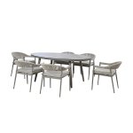Maze Rope Weave Florence 6 Seat Oval Dining Set - Cool Linen