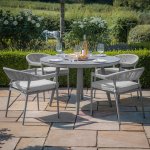 Maze Rope Weave Florence 4 Seat Round Dining Set - Cool Linen