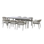 Maze Rope Weave Florence 8 Seat Rectangle Dining Set - Cool Linen