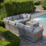 Maze Rope Weave Maldives Large Corner Sofa Set - Cool Linen
