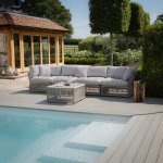 Maze Rope Weave Maldives Small Corner Sofa Set - Cool Linen