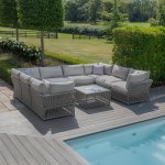 Maze Rope Weave Maldives U Shaped Sofa Set - Cool Linen