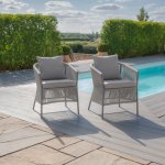 Maze Rope Weave Maldives Pair of Dining Chairs - Cool Linen