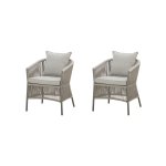 Maze Rope Weave Maldives Pair of Dining Chairs - Cool Linen