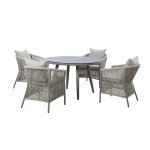 Maze Rope Weave Maldives 4 Seat Round Dining Set - Cool Linen