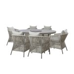 Maze Rope Weave Maldives 6 Seat Oval Dining Set - Cool Linen