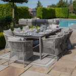Maze Rope Weave Maldives 8 Seat Rectangular Dining Set - Cool Linen