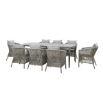 Maze Rope Weave Maldives 8 Seat Rectangular Dining Set - Cool Linen